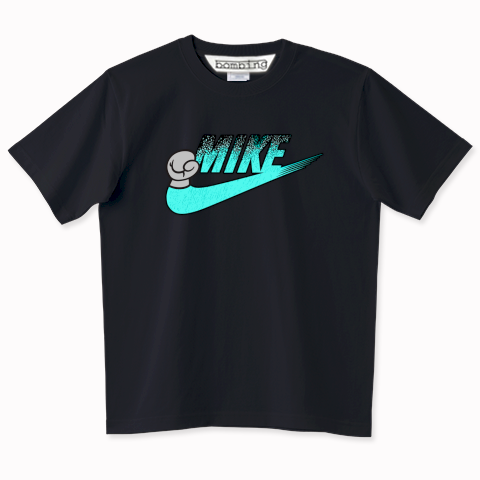 MIKE ブルースラッシュ シルバーグローブ　カットソーTシャツ　ブラックボディ【 インクジェット 】ヘビー級のロゴ