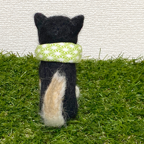 現品限り】豆柴(黒)風呂敷付き 羊毛フェルト マスコット ぬいぐるみ