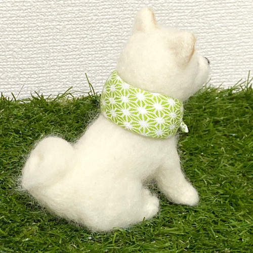 羊毛フェルト 柴犬 置物 現品限り】豆柴(黒)風呂敷付き 羊毛フェルト マスコット