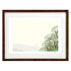 透明水彩画　原画　「紫陽花の咲く公園」額縁付　F4サイズ　風景画 紫陽花の咲く公園」透明水彩画 原画 風景画 額縁付 F4サイズ