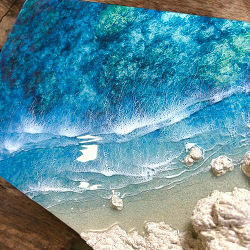 『沖縄の海を感じる』ウミガメが泳ぐ離島の海・オーシャンレジンアート／立体アート 9ea10c4080d3e2f83737e27dbc7f66