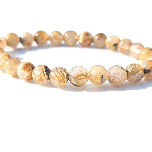 神社での浄化・祈願済】放射ゴールドルチル ブレスレット 7ミリ