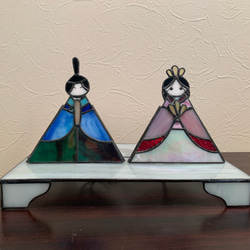 ステンドグラスのお雛様 白系の台 ランプ付き その他置物 Petit lump