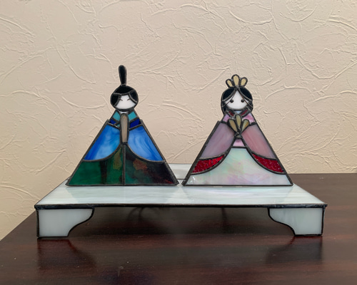 ステンドグラスのお雛様 白系の台 ランプ付き その他置物 Petit lump