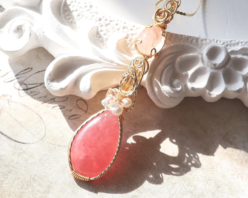 インカローズ&モルガナイト【春の足音】送料無料 天然石 ワイヤー