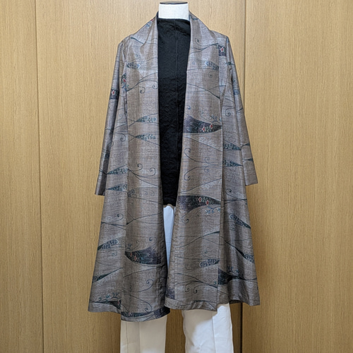 SOLD 着物リメイク カーディガンコート 大島紬 M〜L スプリングコート