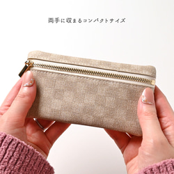 トップファスナーポーチ 【 フィオレッティ チェック柄 】 名入れ 抗菌作用 国内産PVCレザー HO09A 4枚目の画像
