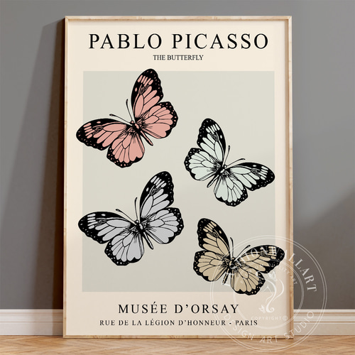 アートポスター蝶々アート美術館モダンインテリアパリ風ミニマル北欧