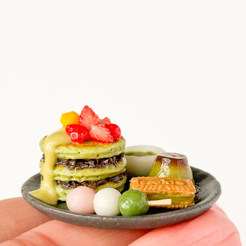 ミニチュア 抹茶パンケーキ&スイーツプレート その他置物 megu