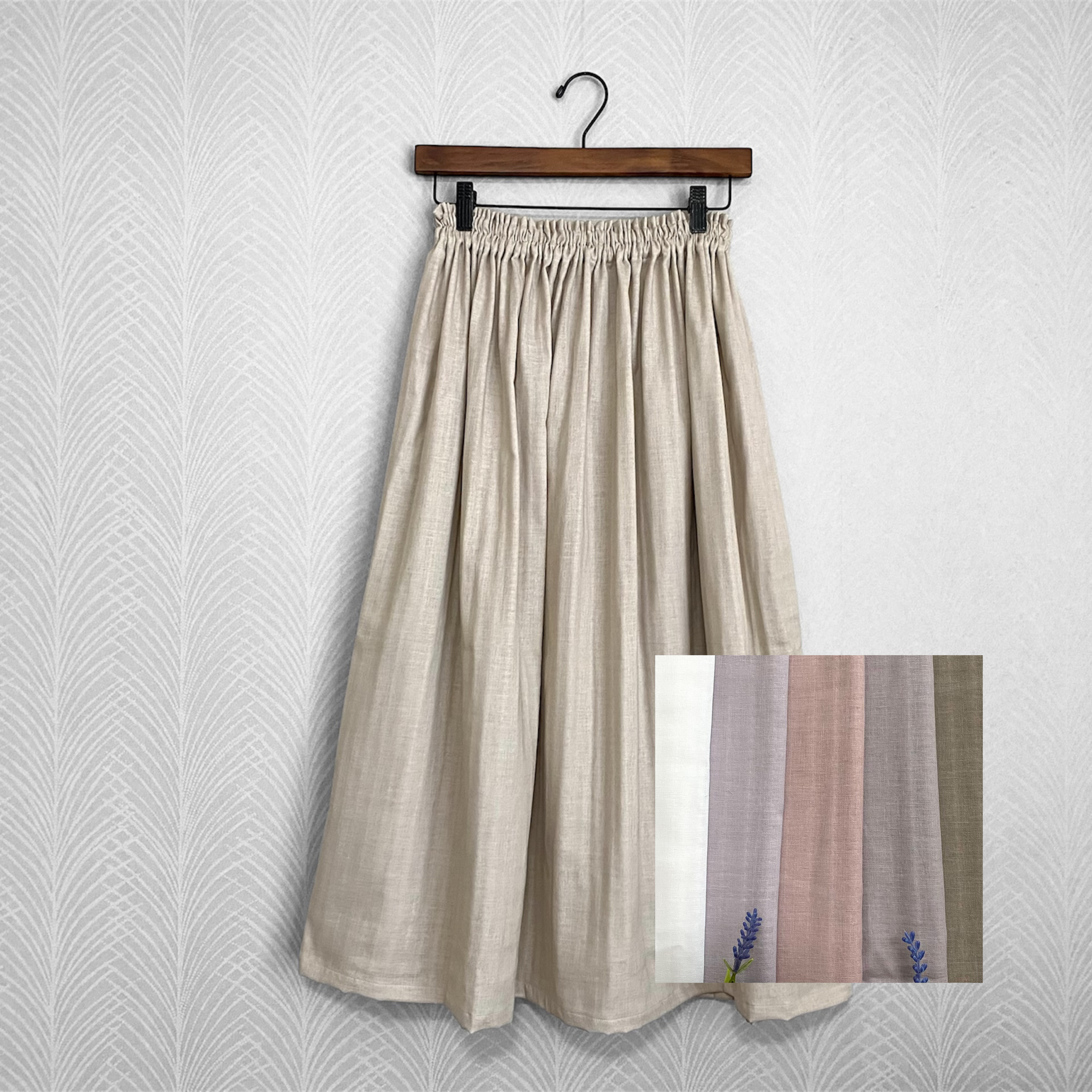 国産ダブルガーゼ◇6色◇綿100％ ギャザースカート　ノンホルマリン加工