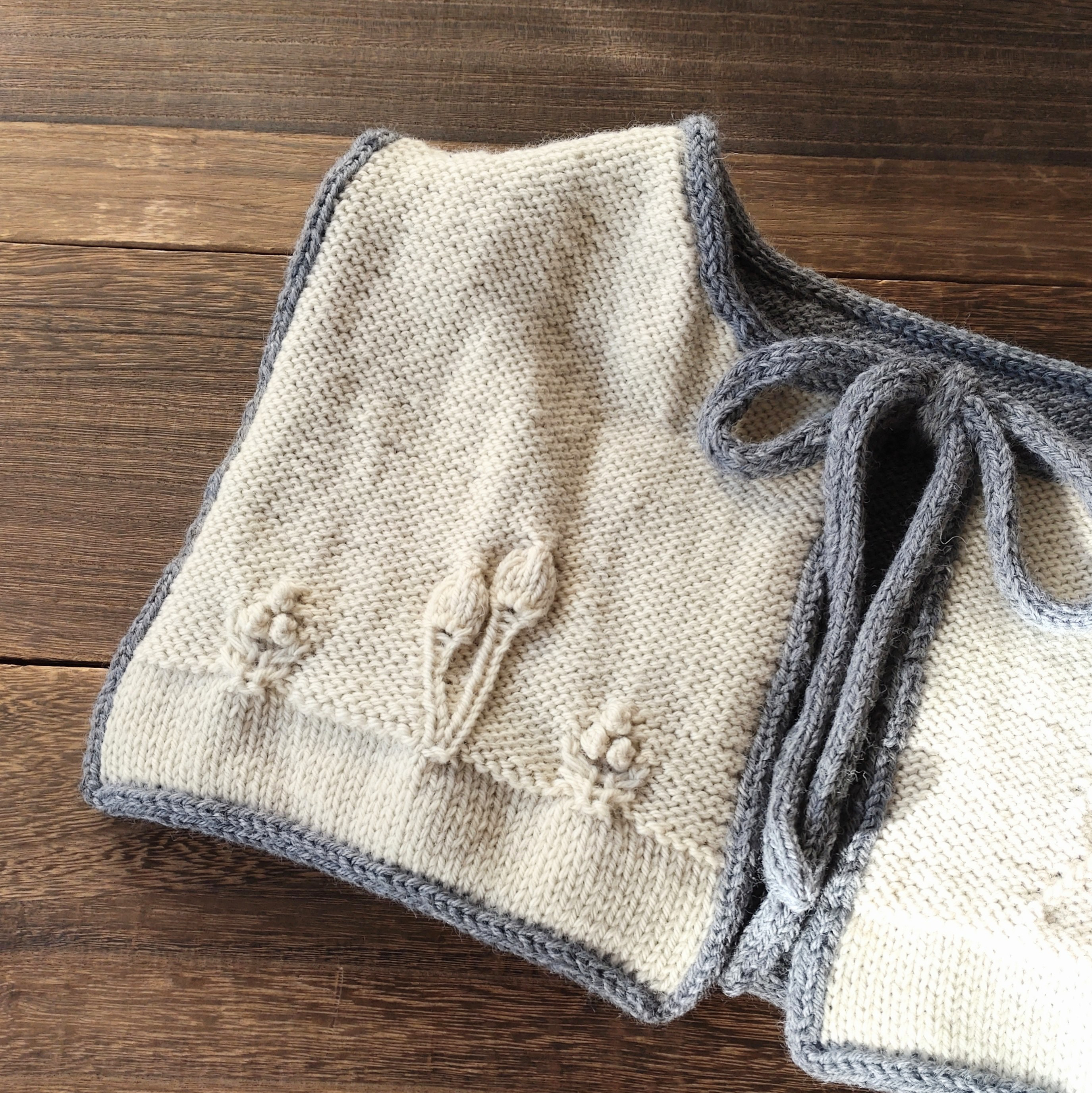 受注制作【☆選べる3色☆】　リバーシブル＊付け襟風春の野原のミニストール