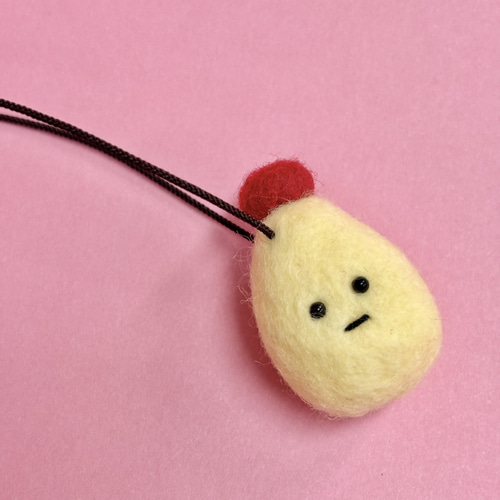 マヨネーズのストラップ】 羊毛フェルト キーホルダー チャーム 傘