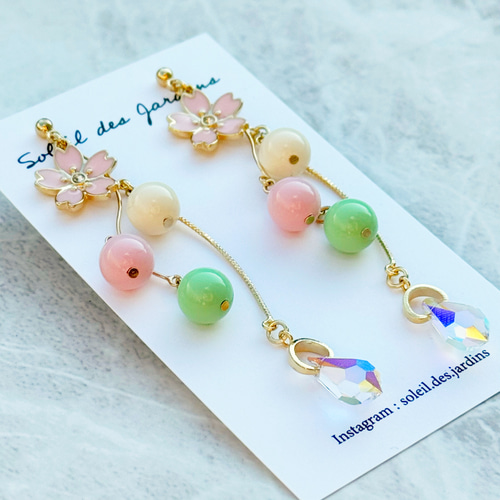 再販×1 桜と3色団子のお花見ピアス イヤリング ピアス（その他