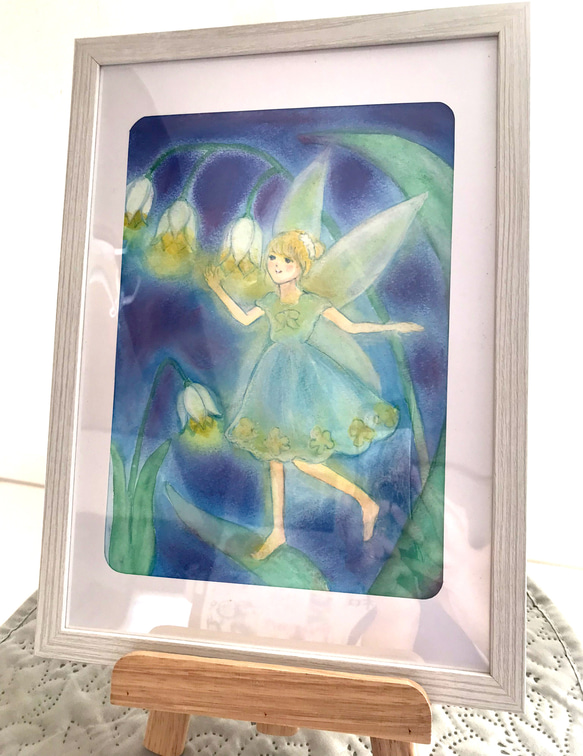 ○瞳の中の妖精たち　　絵画原画 水彩画 原画 額絵「すずらんの妖精」 絵画 chieco 通販 18812223