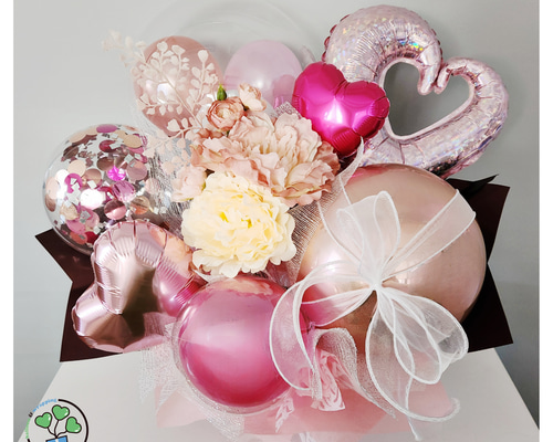 ピンクのキラキラバルーンアレンジ 開店祝い 周年祝い ご結婚お祝い