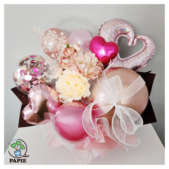 お祝い　バルーンアレンジ ピンクのキラキラバルーンアレンジ 開店祝い 周年祝い ご結婚