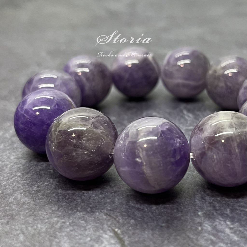 18mm 天然アメジスト（紫水晶） ブレスレット【ザンビア産】