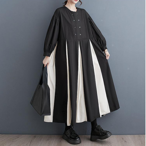 大きいサイズ レディース ロング ワンピース 春 秋冬 新品 長袖