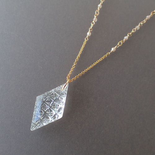 14kgf＊クリスタル バックカービング ネックレス ネックレス