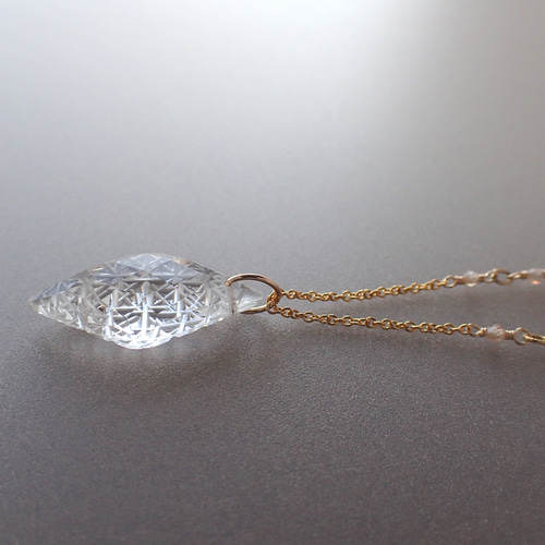 14kgf＊クリスタル バックカービング ネックレス ネックレス