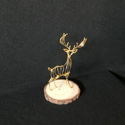 上質なワイヤーアート 金色ノ鹿】 ワイヤーアート ワイヤー