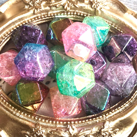 可愛い ラメ クラックル アクリル カラフル レインボー オーロラ