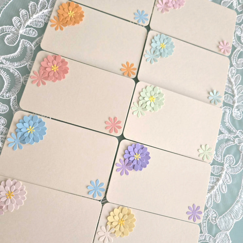 お花付き メッセージカード 10枚セット/台紙カラー:アイボリー 卒業 卒