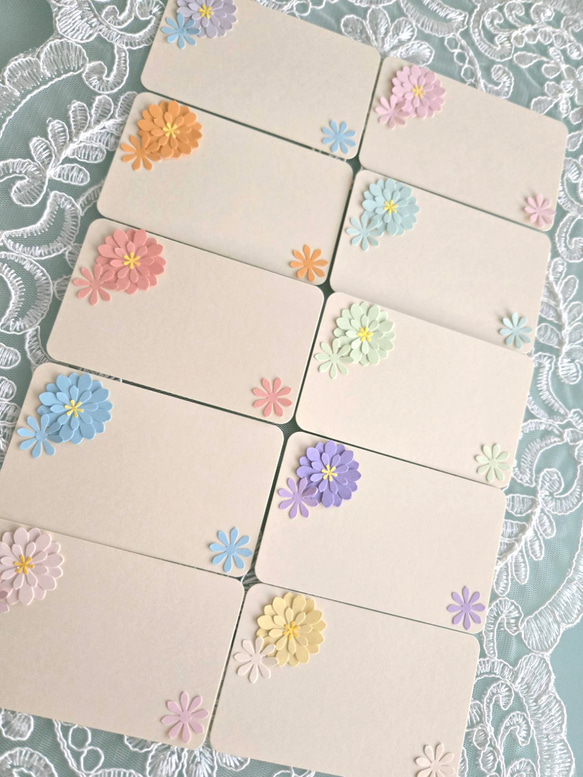 クラフトパンチ　メッセージカード お花付き メッセージカード 10枚セット/台紙カラー:アイボリー 卒業 卒