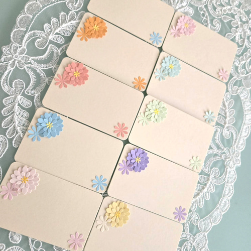 お花付き メッセージカード 10枚セット/台紙カラー:アイボリー 卒業 卒