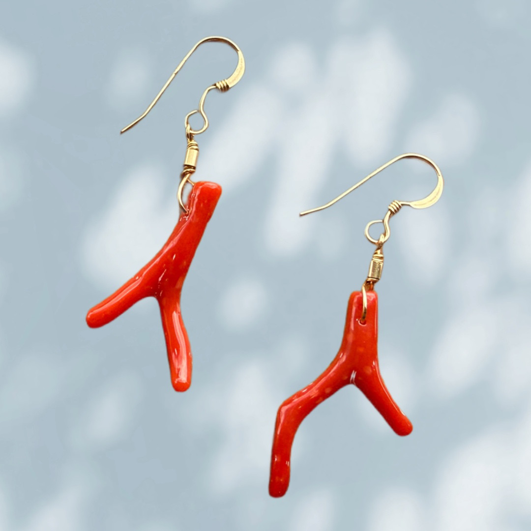 自然体　本珊瑚14kgf ピアス　coral