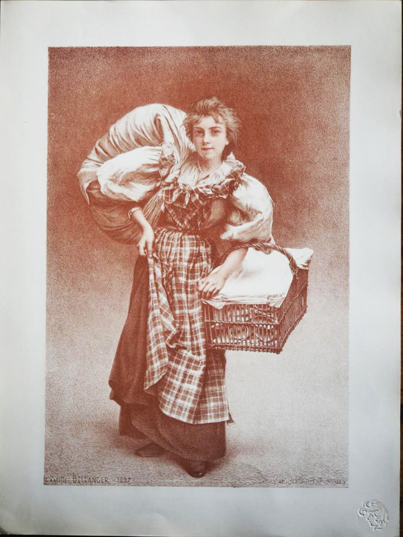 1897年アンティーク・リトグラフ　Camille Bellanger 1897年アンティーク・リトグラフ Camille Bellanger 絵画 doudou