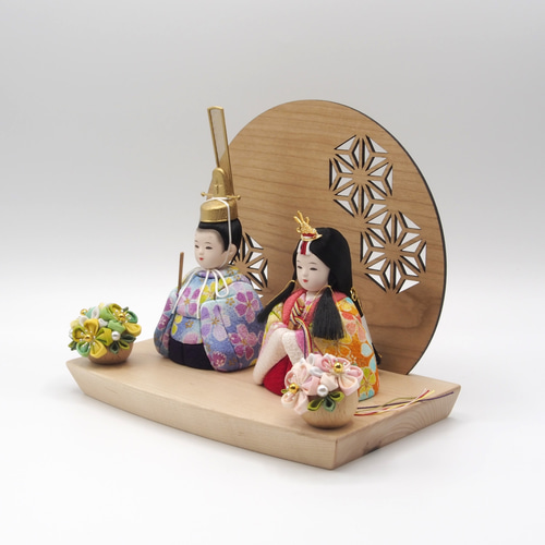 幅20㎝* 新井久夫作 木目込ひな人形/ふたば(ちりめん大桜 幅20㎝* 新井久夫作 木目込ひな人形/ふたば(ちりめん大桜