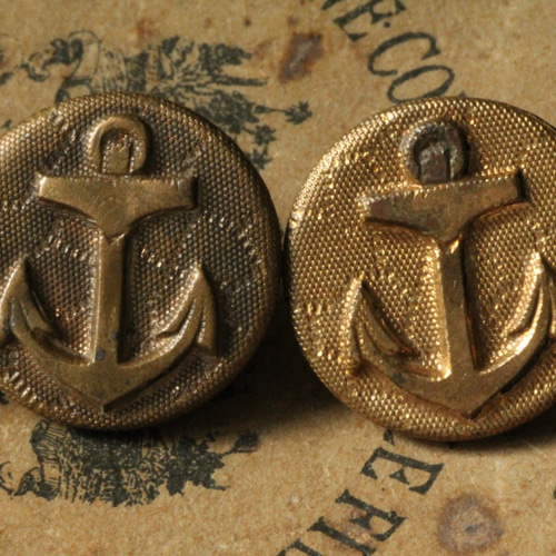デッド ヴィンテージ アンティーク ボタン サンプル アンカー NAVY 資料 デッド ヴィンテージ アンティーク ボタン サンプル アンカー