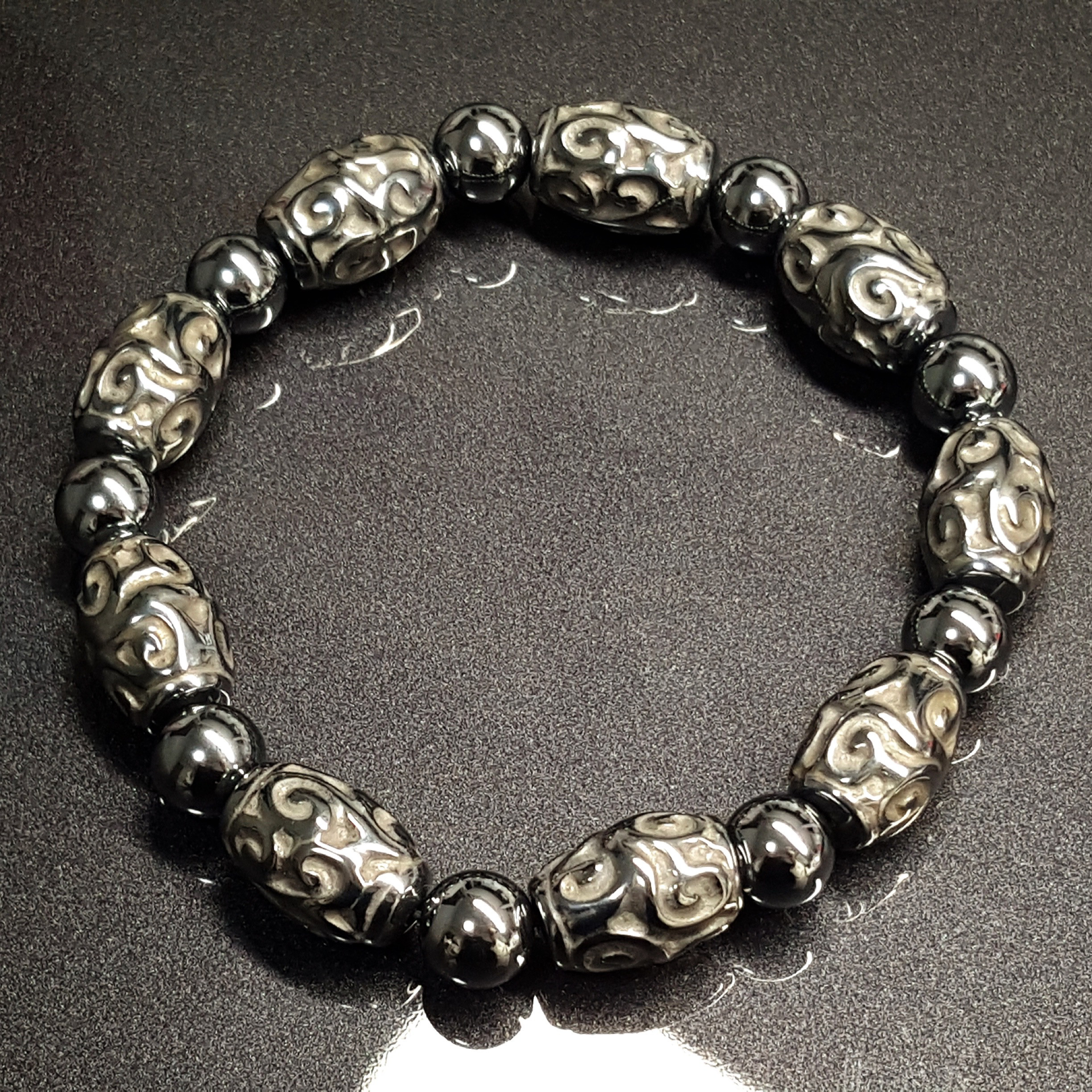 高純度テラヘルツ鉱石 天珠の天然石ブレスレット