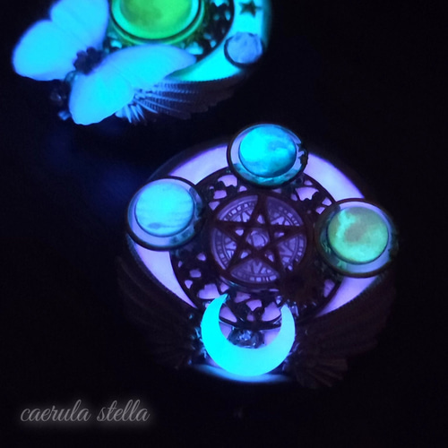 暗闇で光る【 天界の星詠みミニケース 】レジン アクセサリー 蓄光 月