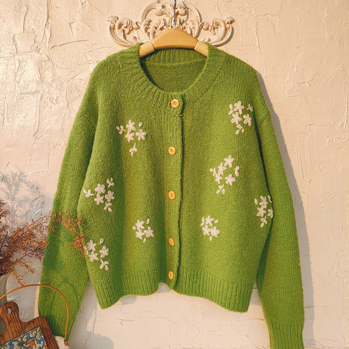 宇治抹茶 抹茶の日 羊毛 モヘヤ ニットカーディガン 羽織り 高品質