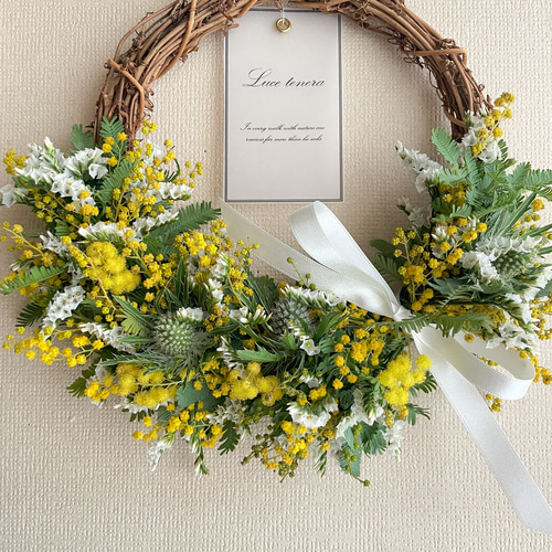 3.ミモザハーフリース 再販】フレッシュミモザのハーフリース ミモザリース ミモザ