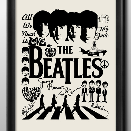 絵画 Beatles Kiss the Beatles 13x19