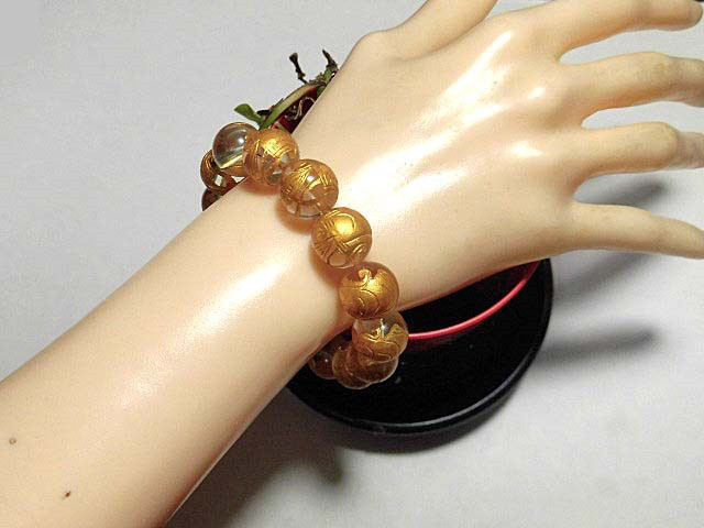 天然石 水晶福禄寿(七福神)ブレスレット 内周19.5cm 　　250720073