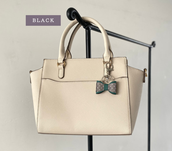 緑 反射板 リフレクター キーホルダー 大人かわいい バッグチャーム リボン クリスマス 通勤  ギフト プレゼント 8枚目の画像