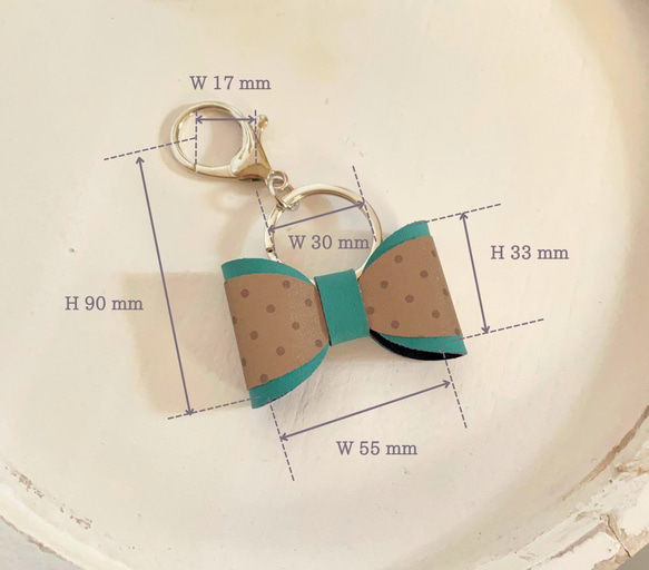 緑 反射板 リフレクター キーホルダー 大人かわいい バッグチャーム リボン クリスマス 通勤  ギフト プレゼント 12枚目の画像