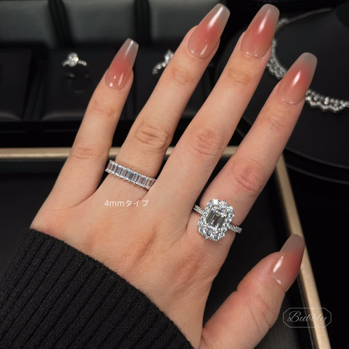 極上の輝き】高炭素ダイヤモンドエメラルドカット フルエタニティ