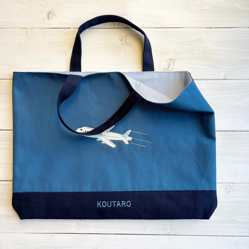 名前刺繍できます！飛行機のアップリケのレッスンバック レッスン
