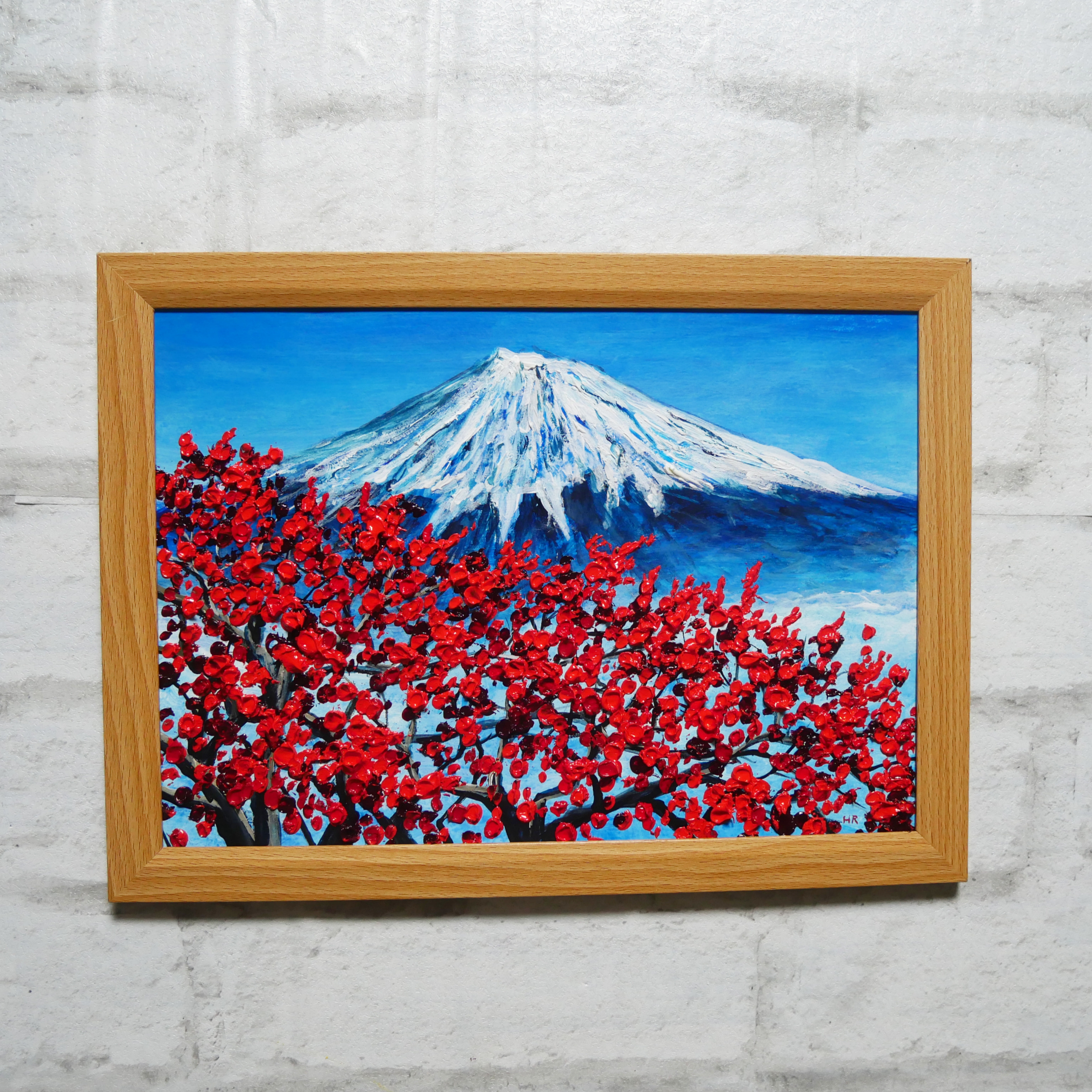 富士山 油彩画 H. Ma 作 富士山 作 H. 油彩画 Ma