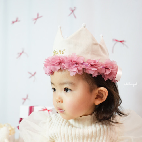 花かんむり*名入れベビークラウン》キッズ 王冠 誕生日 パーティー