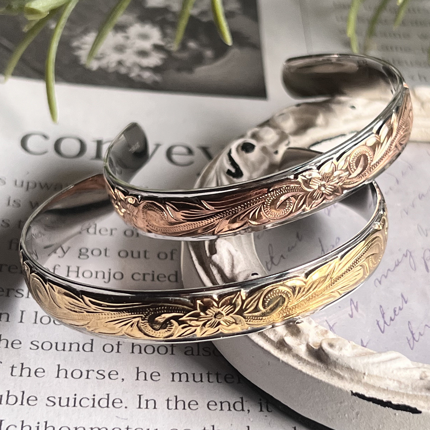 ハワイアンジュエリー ペアバングル 金属アレルギー対応 サージカルステンレス