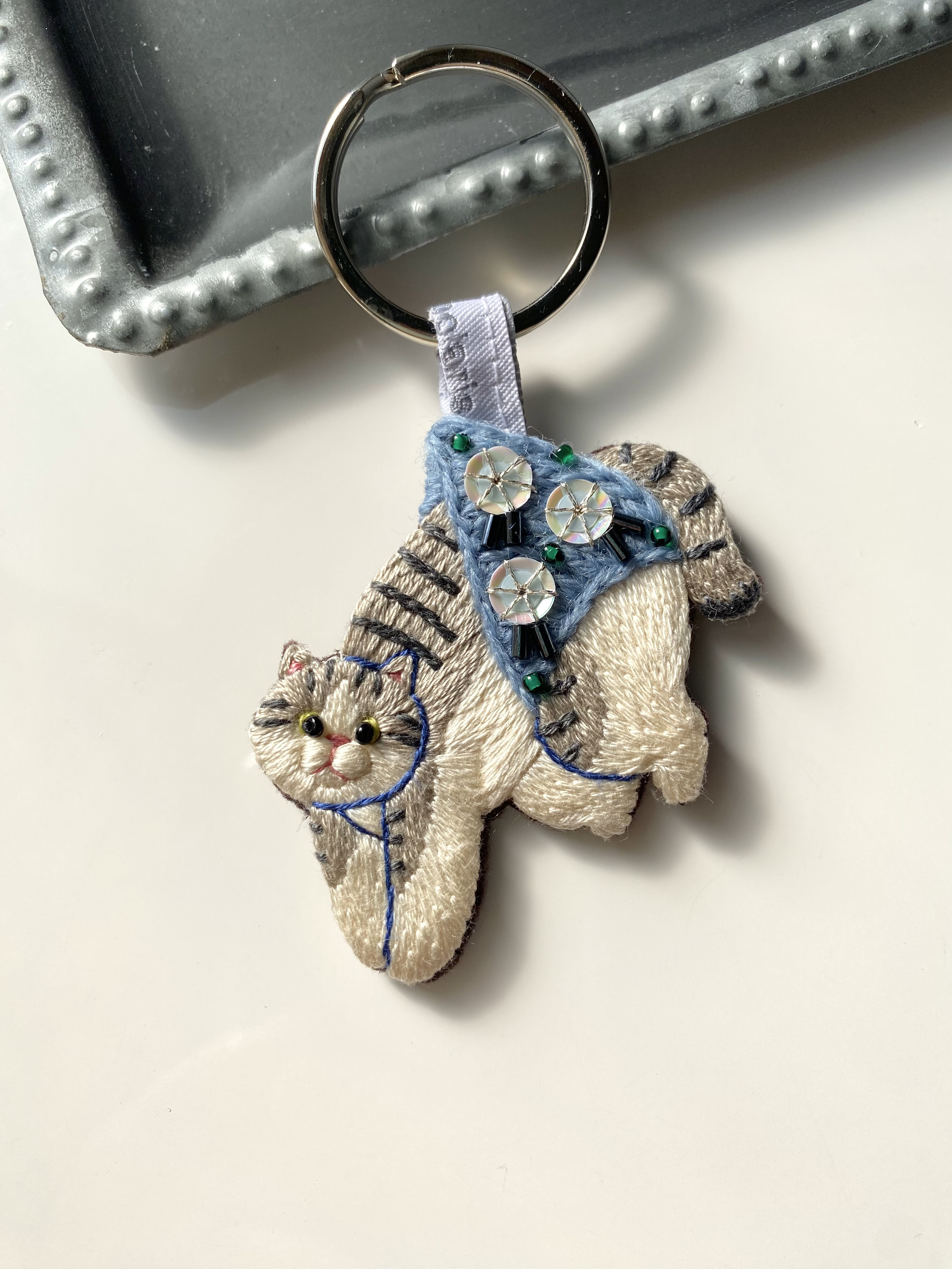 まい様お取り置きです。Ｎｏ．241 クローバー 猫 キーホルダー マーカー まい様お取り置きです。No．241 クローバー 猫 キーホルダー