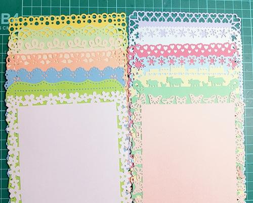 色んな形のL版写真用フレーム14枚 ダイカット クラフトパンチ 写真