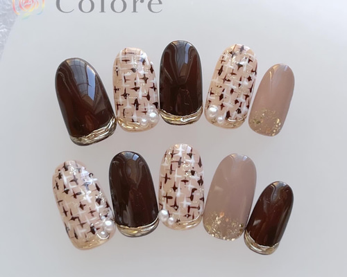 バレンタインツイードネイル ネイルチップ（つけ爪） nail-colore 通販