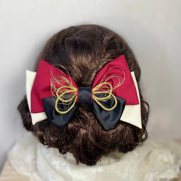 赤 黒 リボン ヘアアクセサリー 髪飾り 袴 卒業式 リボン髪飾り 卒園式